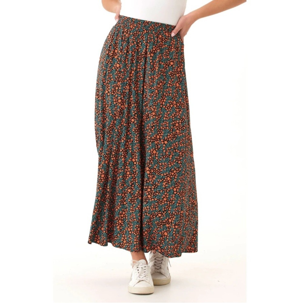 Threads 4 Thought Firecracker Anastacia Micro Bloom Print Maxi Skirt Size XS NWT